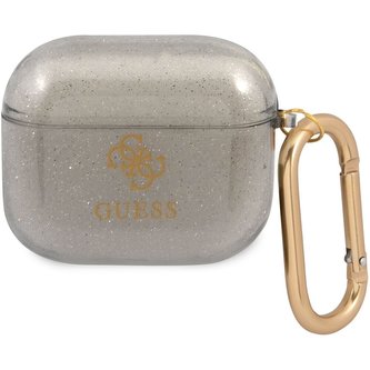 Guess 4G TPU Glitter pouzdro pro Airpods 3 černé