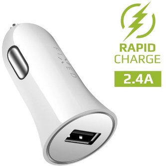 FIXED autonabíječka s USB výstupem 2,4A bílá