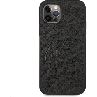 Guess PU Saffiano Vintage Script kryt iPhone 12 Pro Max černý