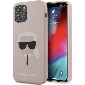 Karl Lagerfeld Head silikonový kryt iPhone 12 Pro Max 6.7" světle růžové