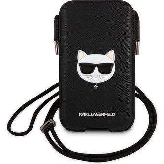 Karl Lagerfeld Choupette Head Saffiano PU Pouch kapsa (S/M) černá