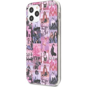 Guess PC/TPU Magazine Print Kryt iPhone 12/12 Pro růžový