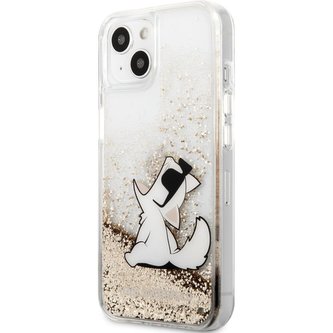Karl Lagerfeld Liquid Glitter Choupette Eat Cover iPhone 13 zlatý