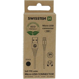 SWISSTEN datový kabel USB/MICRO USB 1,2M černý  (ECO BALENÍ)