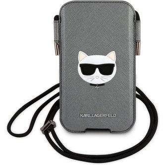 Karl Lagerfeld Choupette Head Saffiano PU Pouch kapsa (L) šedá