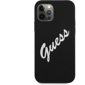 Guess Silicone Vintage Script kryt Apple iPhone 12 mini černý