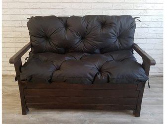 Prošívané sezení JONAS, polstr na zahradní lavici - sedák s opěrkou, ČERNÁ, 150x60x50 cm, Mybesthome