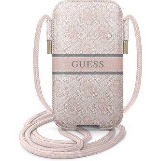 Guess PU 4G Printed Stripe Pouch kapsa (L) růžová