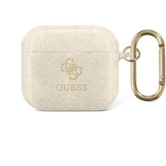 Guess 4G TPU Glitter pouzdro pro Airpods 3 zlaté