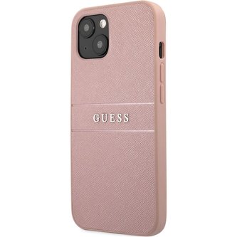 Guess PU Leather Saffiano Case iPhone 13 růžový