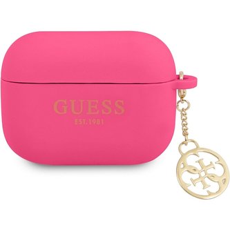 Guess 4G Charm Silikonové Pouzdro pro Airpods Pro fuchsiové