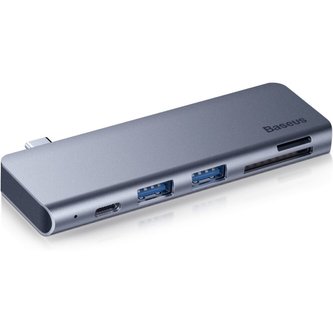 Baseus Harmonica 5v1 USB C hub šedý