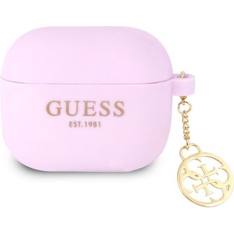 Guess 4G Charm Silikonové Pouzdro pro Airpods 3 fialové