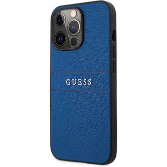 Guess PU Leather Saffiano Case iPhone 13 Pro modrý