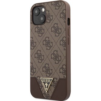 Guess 4G Hard Case Metal Logo Case iPhone 13 hnědý
