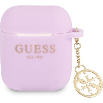 Guess 4G Charm Silikonové Pouzdro pro Airpods 1/2 fialové