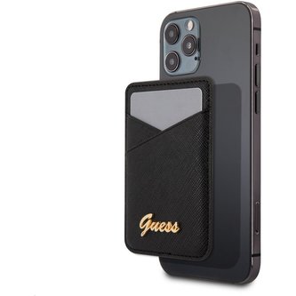 Guess Saffiano MagSafe Cardslot Metal Logo černá