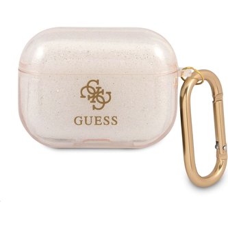 Guess 4G TPU Glitter pouzdro pro Airpods Pro zlaté