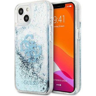 Guess Liquid Glitter kryt iPhone 13 Mini modrý