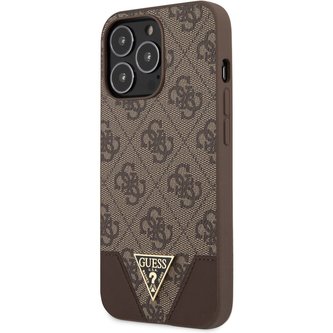 Guess 4G Hard Case Metal Logo Case iPhone 13 Pro hnědý