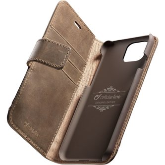 Cellularline Supreme kožené flipové pouzdro Apple iPhone 11 Pro hnědé