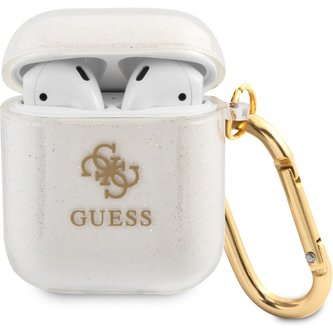 Guess 4G TPU Glitter pouzdro pro Airpods 1/2 čiré