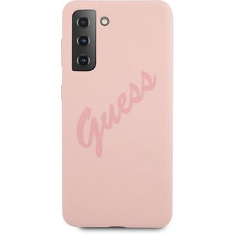 Guess Silicone Vintage kryt Samsung Galaxy S21+ růžový