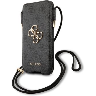 Guess PU 4G Pouch Script Logo univerzální kapsa (L) šedá