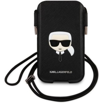 Karl Lagerfeld Head Saffiano PU Pouch kapsa (L) černá