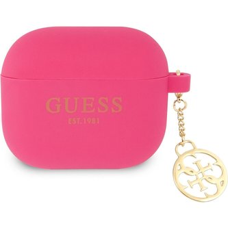Guess 4G Charm Silikonové Pouzdro pro Airpods 3 fuchsiové