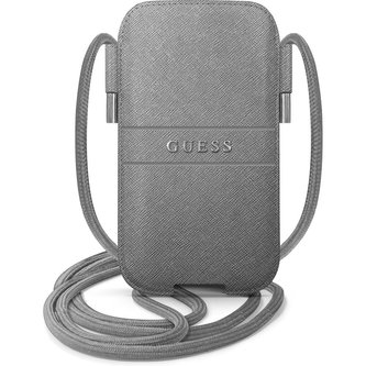 Guess PU Saffiano Metal Logo Pouch kapsa (S/M) šedá
