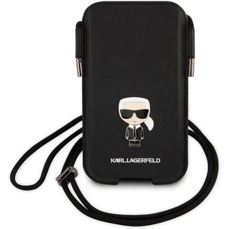 Karl Lagerfeld Saffiano Metal Logo PU Pouch kapsa (L) černá