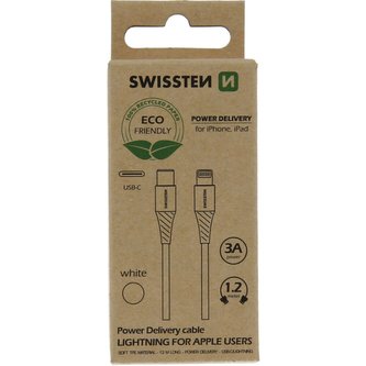 SWISSTEN datový kabel USB-C/LIGHTNING 1,2M bílý (ECO BALENÍ)