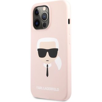 Karl Lagerfeld Liquid Silicone Karl Head Cover iPhone 13 Pro Max světle růžový