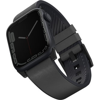 UNIQ Straden voděodolný kožený řemínek Apple Watch 45/44/42mm šedý