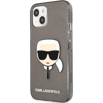 Karl Lagerfeld TPU Full Glitter Karl Head Cover iPhone 13 černý