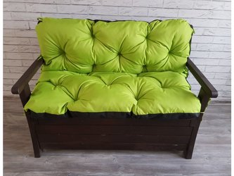 Prošívané sezení JONAS, polstr na zahradní lavici - sedák s opěrkou, LIMETKA, 180x60x50 cm, Mybesthome
