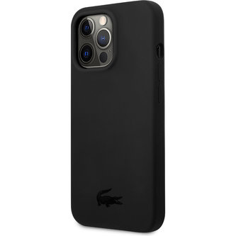 Lacoste Liquid Silicone Glossy Printing Logo Kryt pro iPhone 13 Pro Black