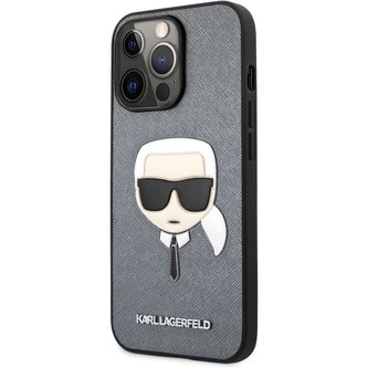 Karl Lagerfeld PU Saffiano Karl HeadCover iPhone 13 Pro stříbrný