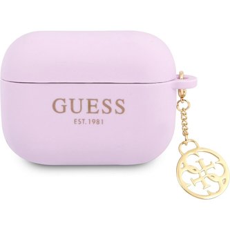 Guess 4G Charm Silikonové Pouzdro pro Airpods Pro fialové