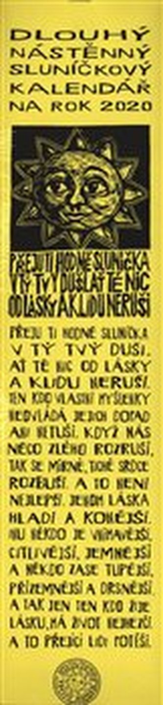 Dlouhý nástěnný sluníčkový kalendář na rok 2020