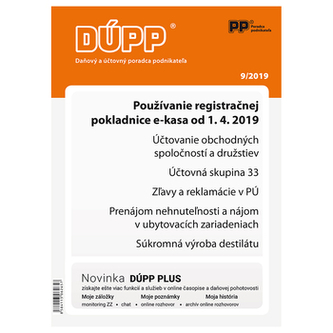 DUPP 9/2019 Používanie registračnej pokladnice e-kasa od 1. 4. 2019