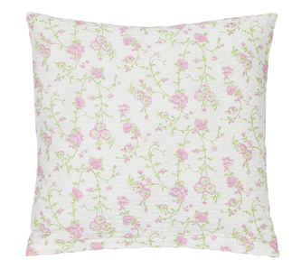 Povláček krepový - květ růžová, zelená - 40x40cm