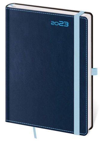 Diář 2023 Double Blue/týdenní A5 s poutkem na propisku