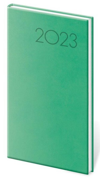 Diář 2023 Print - světle zelená, týdenní, kapesní