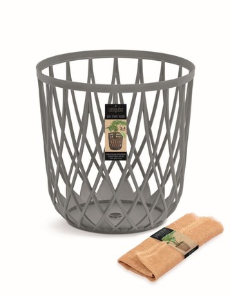 Koš univerzální UNIQUBO 40x39 cm s jutovým pytlem šedý ká