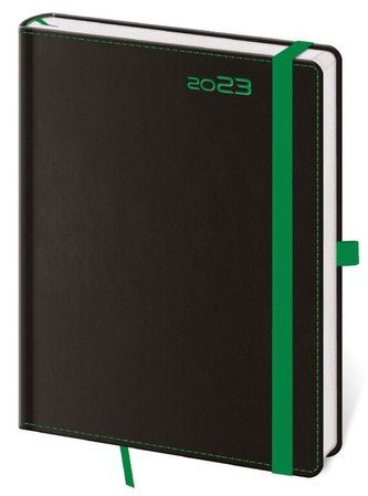 Diář 2023 Black Green/týdenní B6 s poutkem na propisku