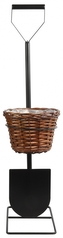 Kovový stojan na květiny Rýč s proutěným košem, 82x20x20 cm
