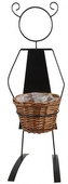 Kovový stojan na květiny Wenda holka s proutěným košem, 76x29x28 cm