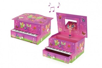 Hrací skříňka šperkovnice piáno natahovací karton 17x17x9cm ve fólii